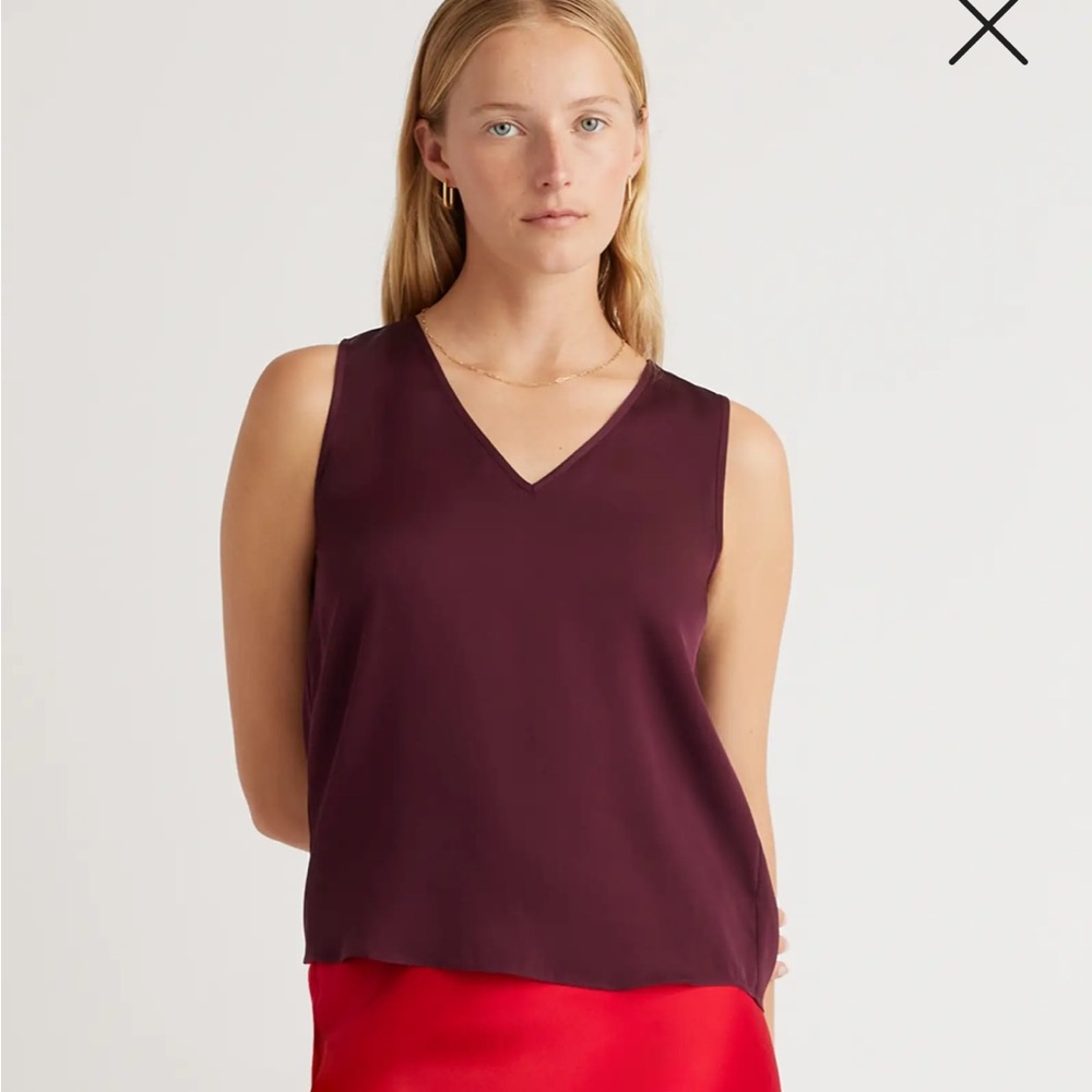 Quince Maroon Silk Stretch Tank Top